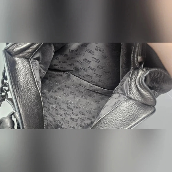 MICHAEL KORS HAMILTON JEWELL NICKEL LEATHER GUNMETAL LARGE TOTE BAG - Picture 11 of 15